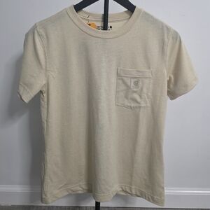 NWT Women's Carhartt Beige, Relaxed Fit, Lightweight, Short Sleeve Pocket Tee.